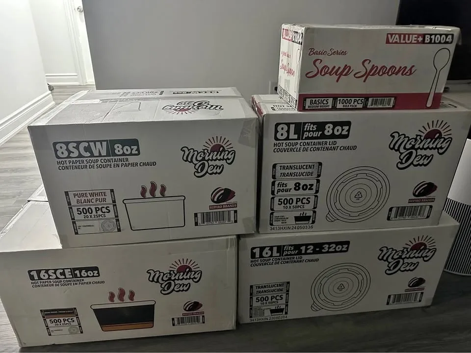 BULK LOT - Commercial Grade Disposable Soup Containers & Spoons