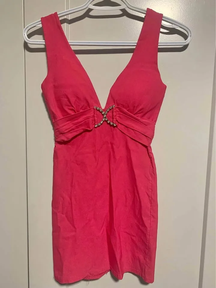 Hot pink mini dress