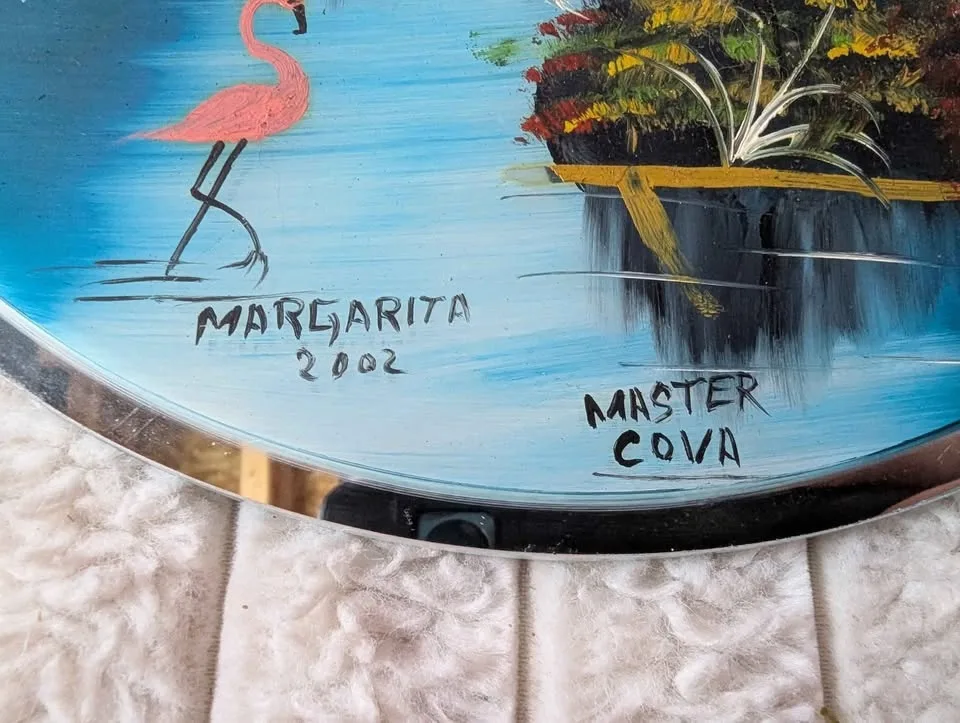 Hand-Painted Mirror Wall Art – Flamingos & Palm Trees image indicator(3)