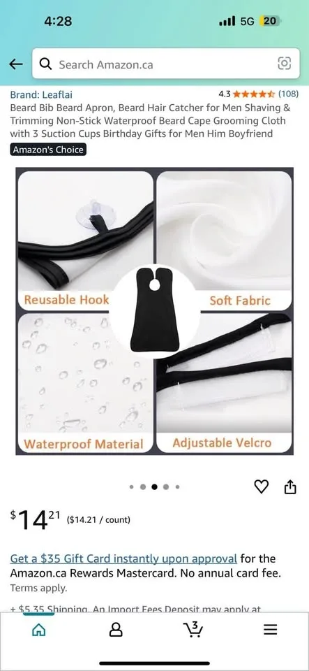 Beard Apron, Beard Hair Catcher for Men Shaving image indicator(5)