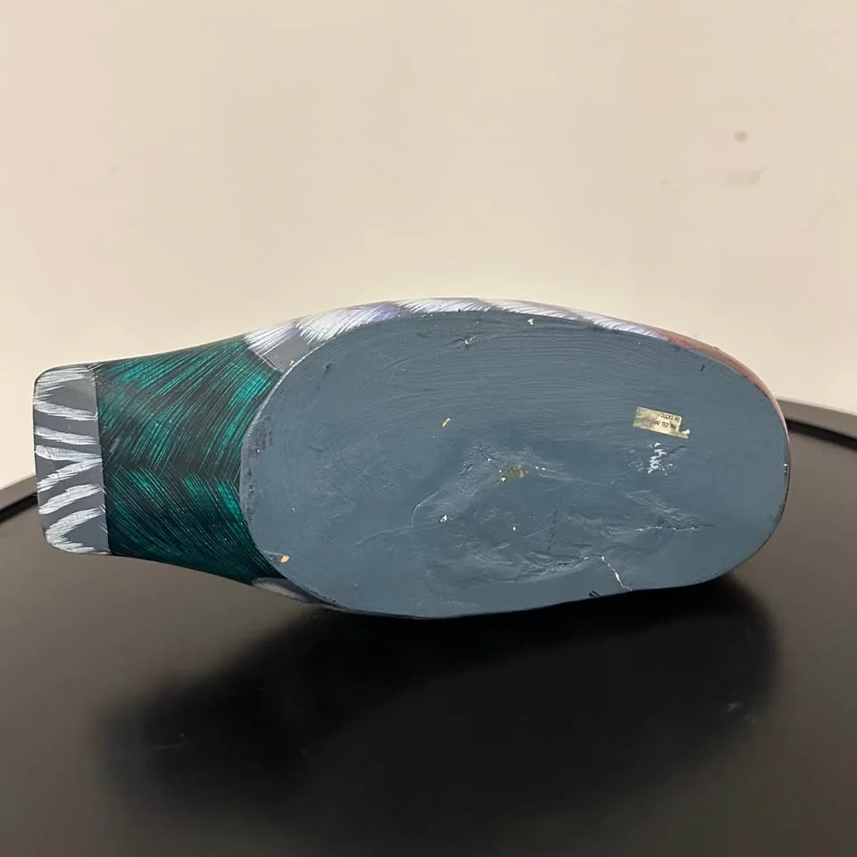 Hand-Painted Wooden Mallard Duck Figurine #Cleanout image indicator(5)