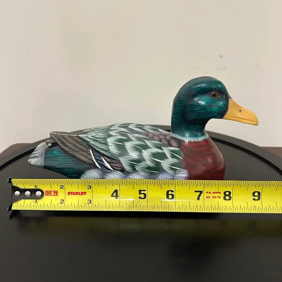 Hand-Painted Wooden Mallard Duck Figurine #Cleanout image indicator(7)