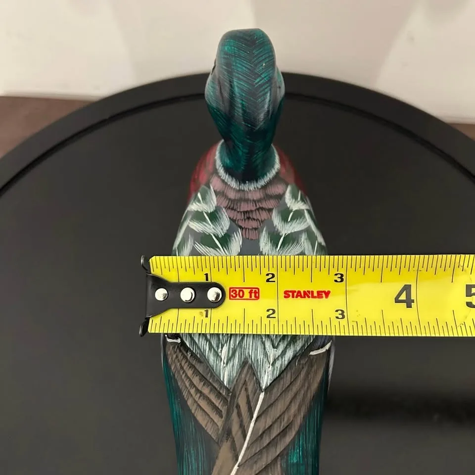 Hand-Painted Wooden Mallard Duck Figurine #Cleanout image indicator(8)