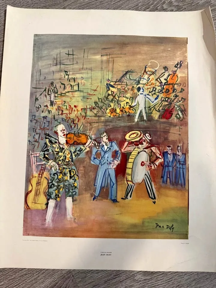 Jean Dufy Vintage Print "Circus Band" 18"×15" 1960's