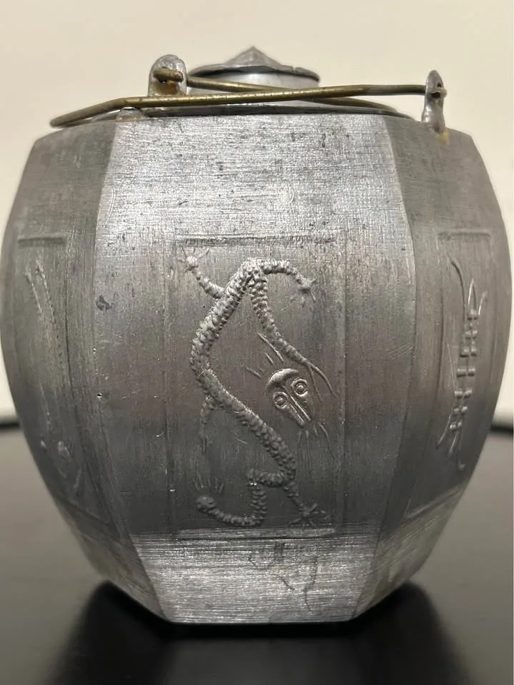 Vintage Japanese Tin Teapot / Sake Pot #Cleanout image indicator(3)