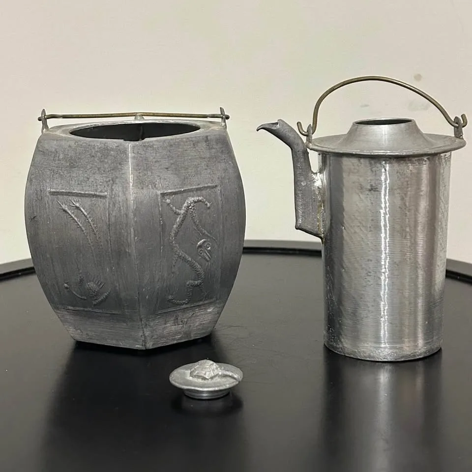 Vintage Japanese Tin Teapot / Sake Pot #Cleanout image indicator(6)