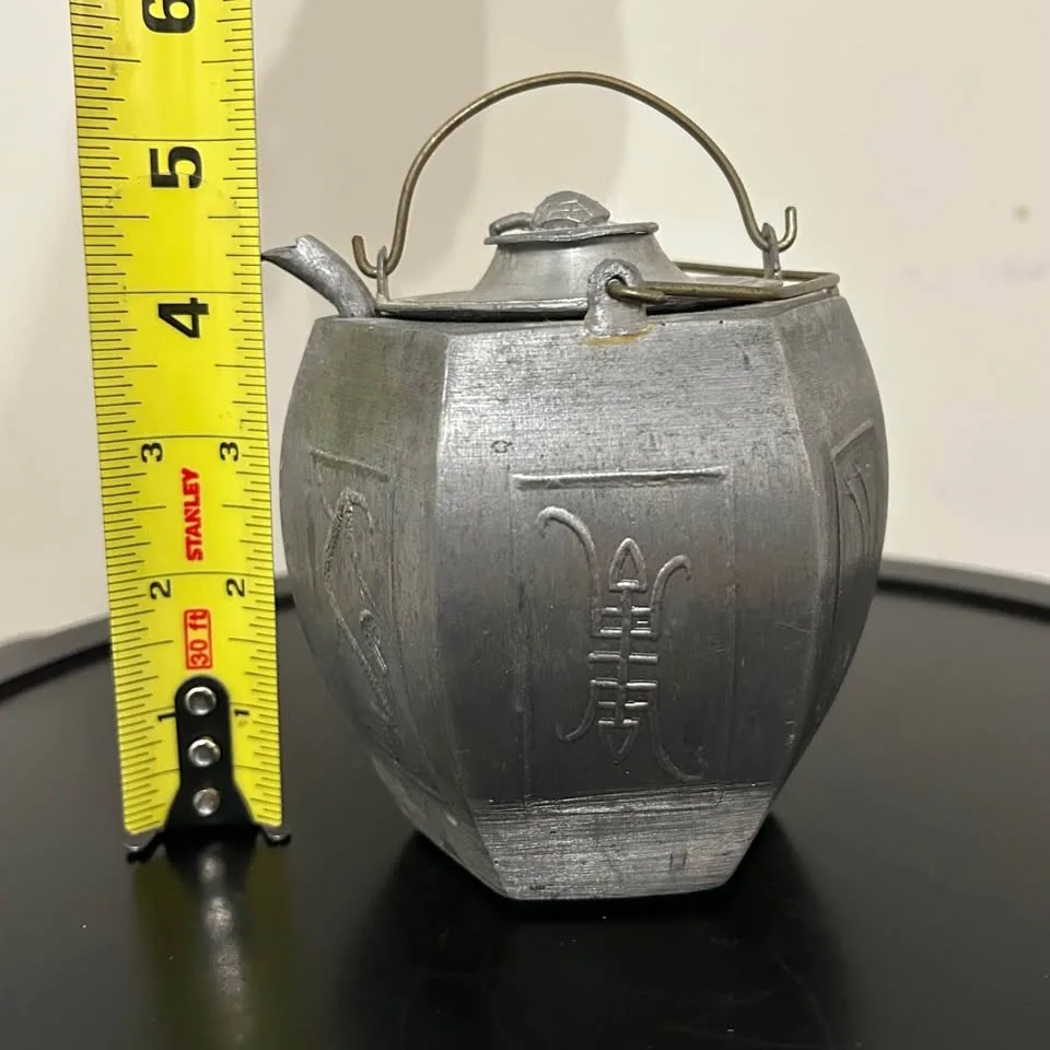 Vintage Japanese Tin Teapot / Sake Pot #Cleanout image indicator(8)