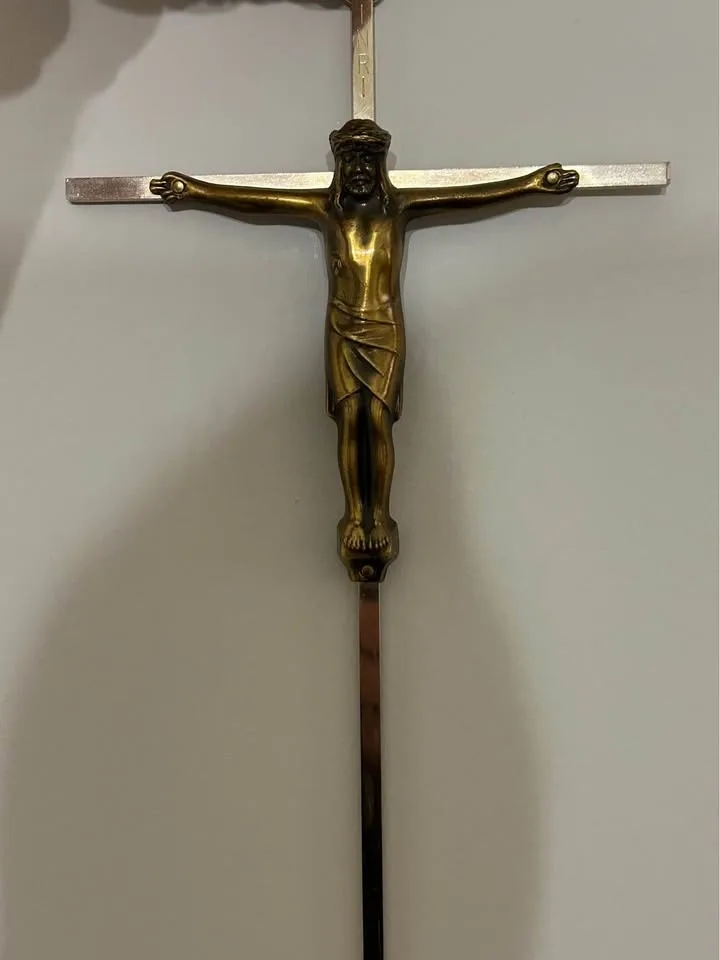 Vintage Brass & Metal Crucifix – Wall Hanging Cross 10” image indicator(3)