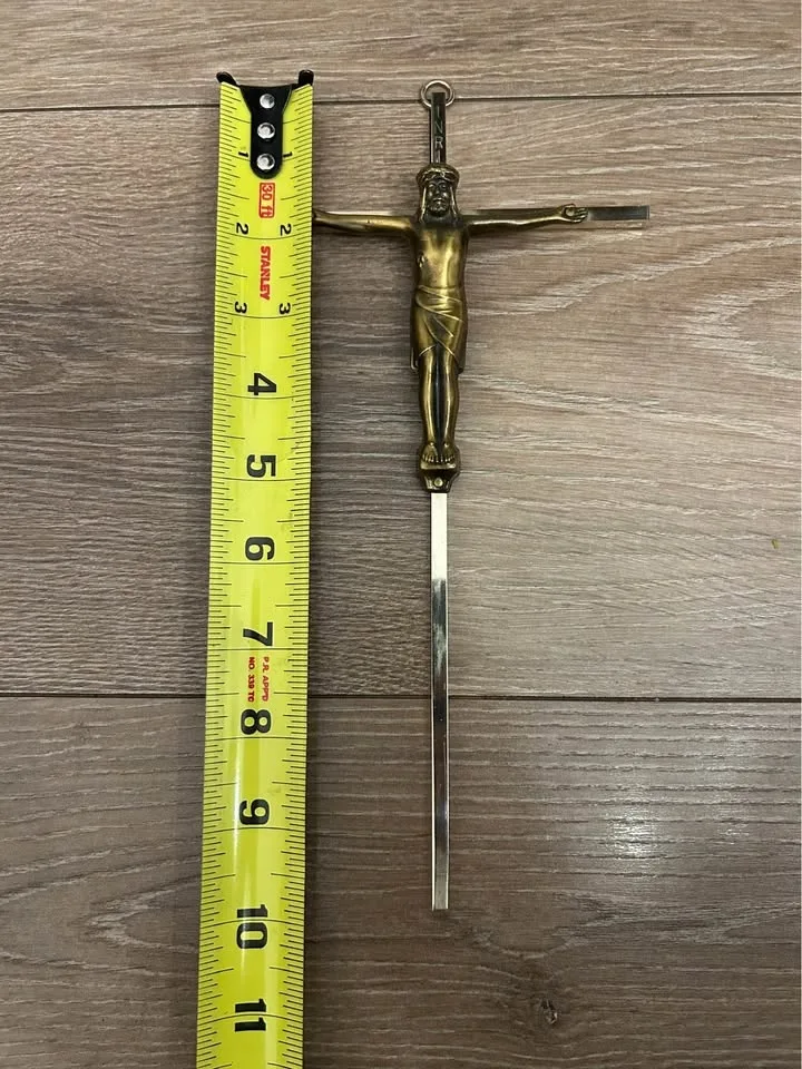 Vintage Brass & Metal Crucifix – Wall Hanging Cross 10” image indicator(6)