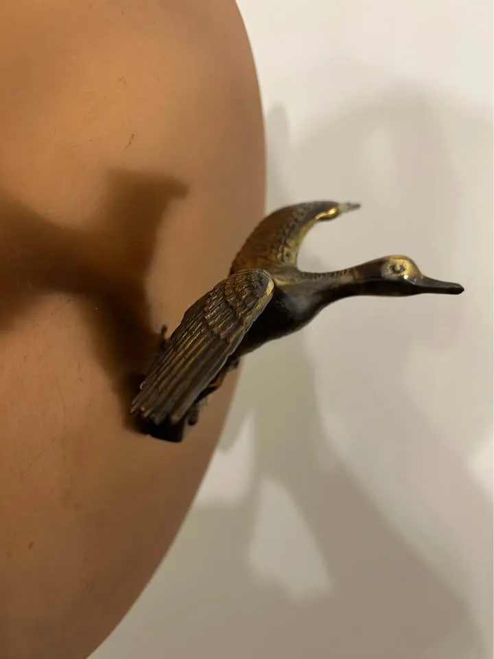 Vintage Brass-Coloured Metal Flying Duck #Cleanout image indicator(5)