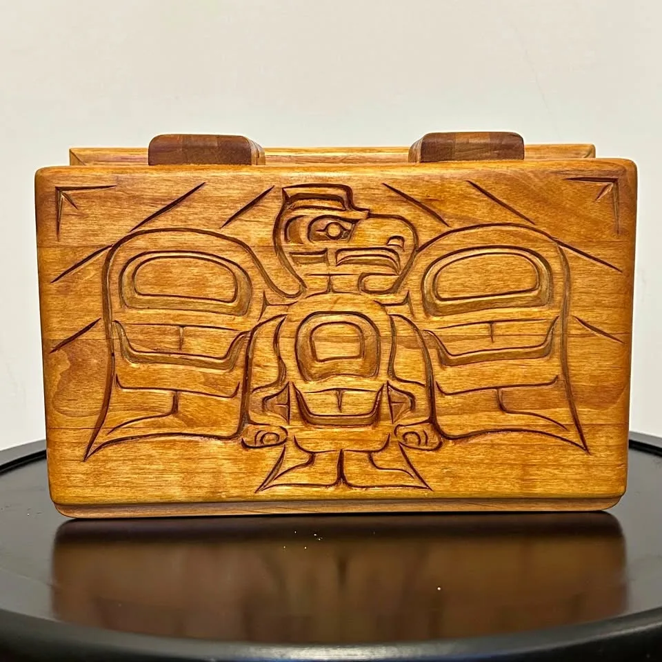 Northwest Coast Thunderbird Carved Wooden Box
