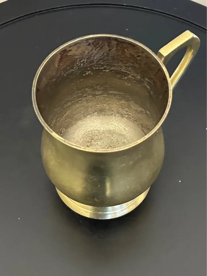 Vintage Brass Mug Engraved Cup 4,5” tall #Cleanout image indicator(4)