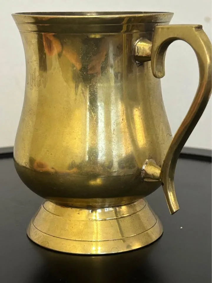 Vintage Brass Mug Engraved Cup 4,5” tall #Cleanout image indicator(7)