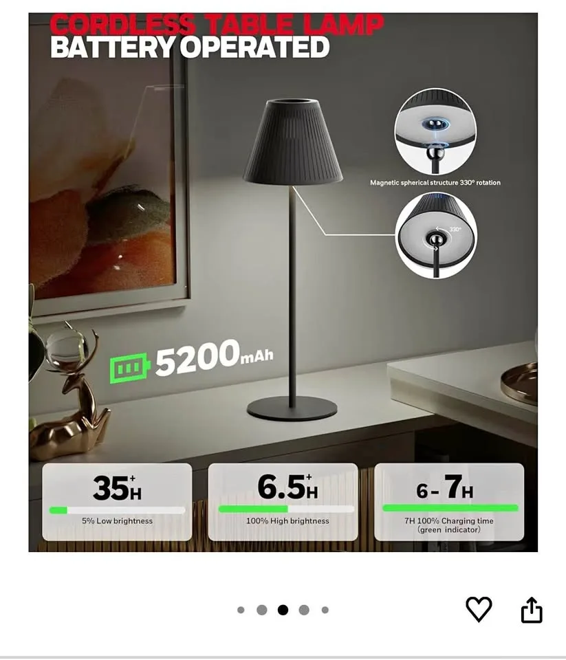 Honeywell Cordless Table Lamp Set of 2 HWT-M1