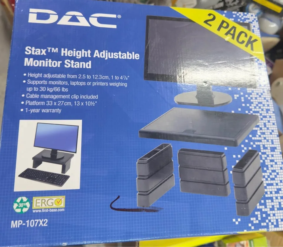 DAC Stax Monitor Riser/Laptop Stand, Black, 2 Pack image indicator(2)