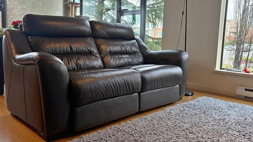Dark Brown Leather Electric Recliner Sofa