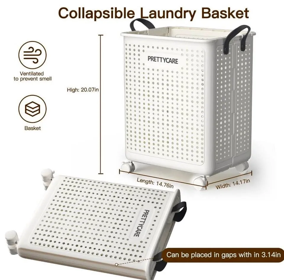 2 Pack Collapsible Laundry Hamper with Handles and wheels
