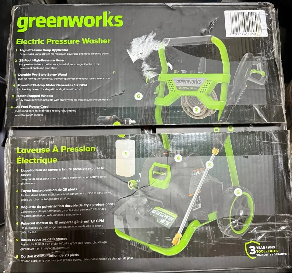 NEW Electric Pressure Washer Greenworks 2100 PSI image indicator(2)