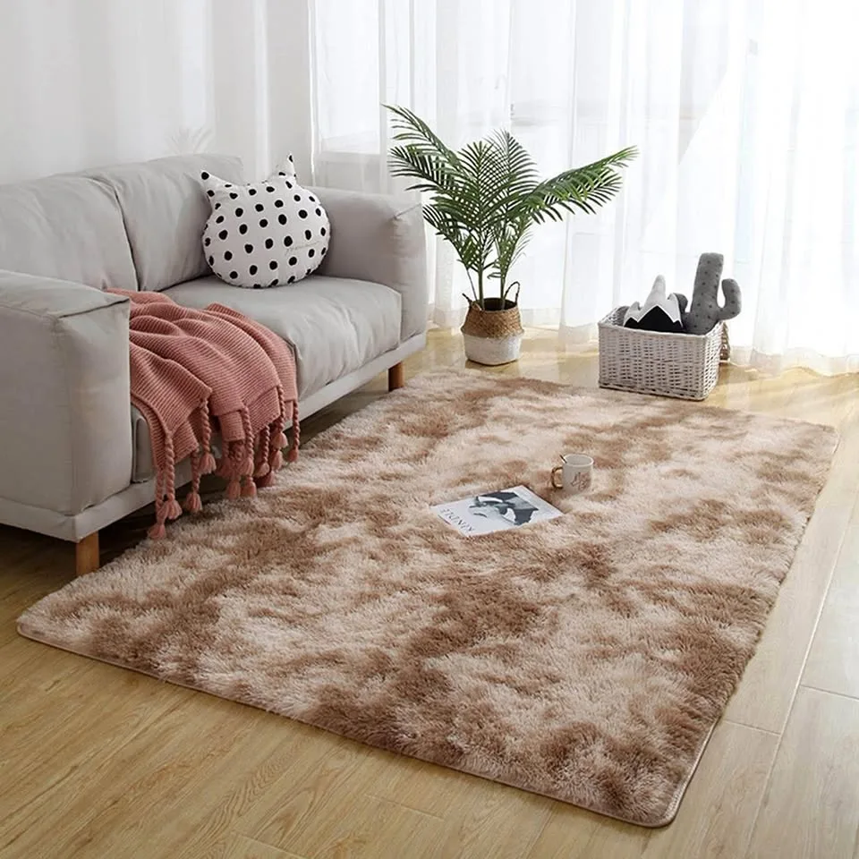 5 x 7 ft Shaggy Area Rugs - Light Tan
