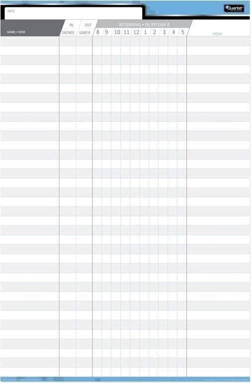 Quartet In/Out Board, 36 Names, Magnetic, 24 x 36 Inches - photo 2