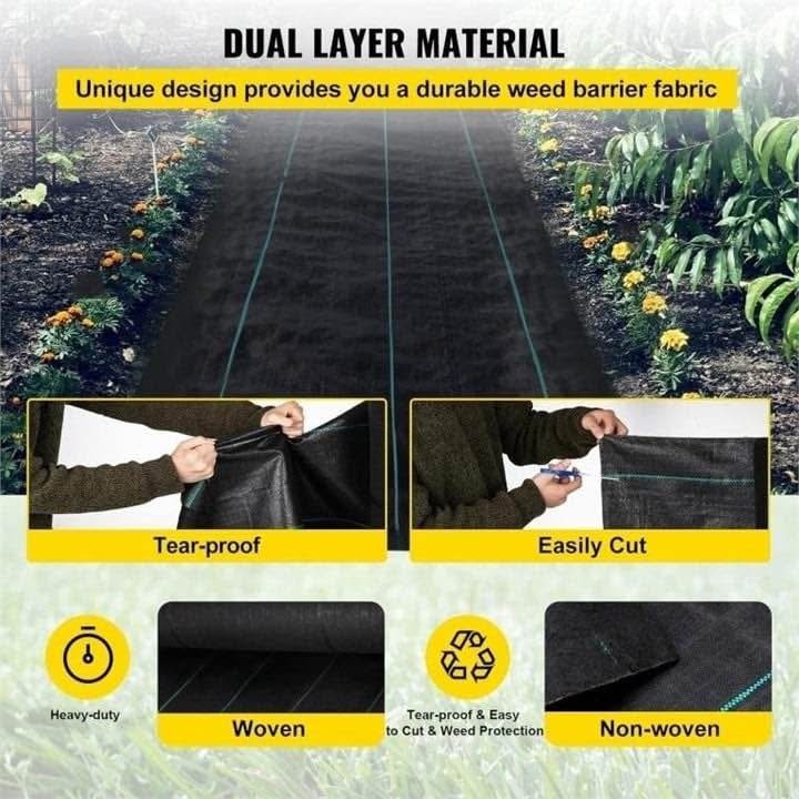 VEVOR Weed Barrier, 3ft x 300ft Heavy Duty Woven - photo 3