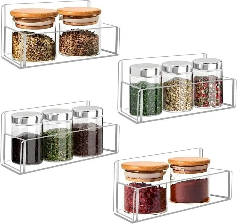 Acrylic Spice Rack Wall Mount-6 Inch, Clear 4 Pack