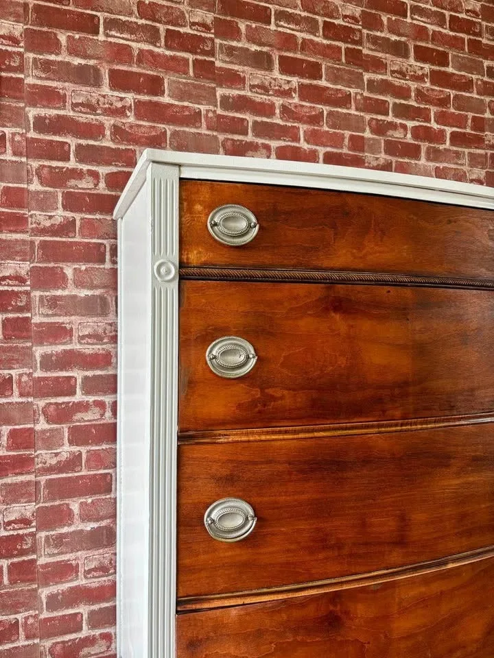 Vintage Bow-Front Dresser – Solid Wood, Stunning Curved Front, R image indicator(8)