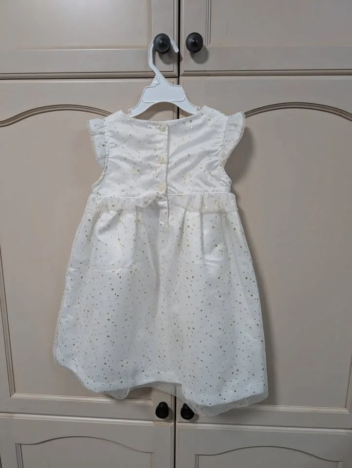White and Gold Confetti Girls Dress Size 4 image indicator(2)