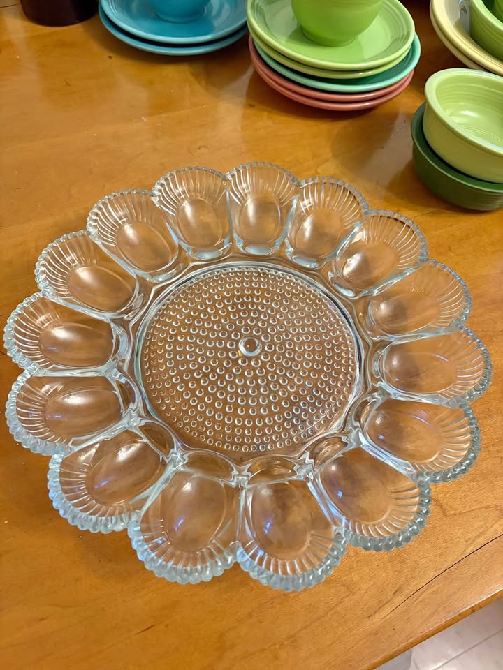 Vintage Hobnail Glass Deviled Egg Plate
