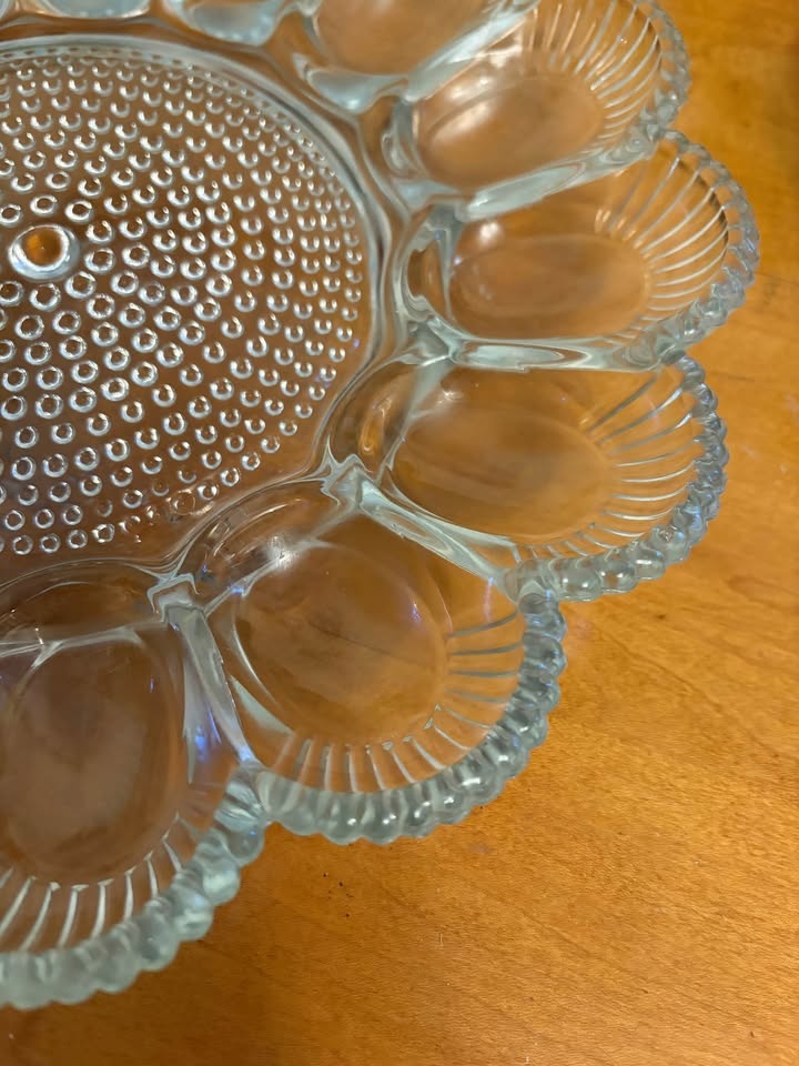 Vintage Hobnail Glass Deviled Egg Plate - photo 2