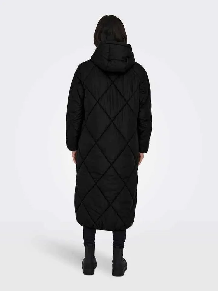 ONLY Black Diamond Quilted Longline Hooded Coat image indicator(3)