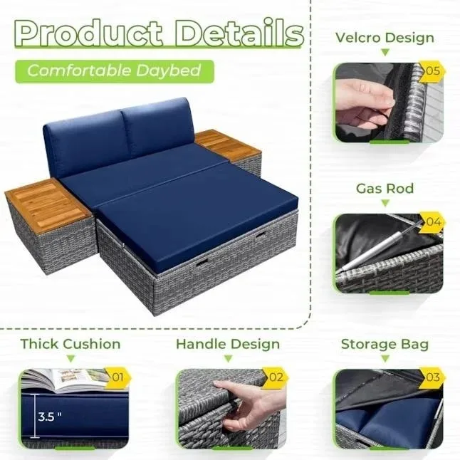 Vineego Wicker Outdoor Daybed image indicator(3)