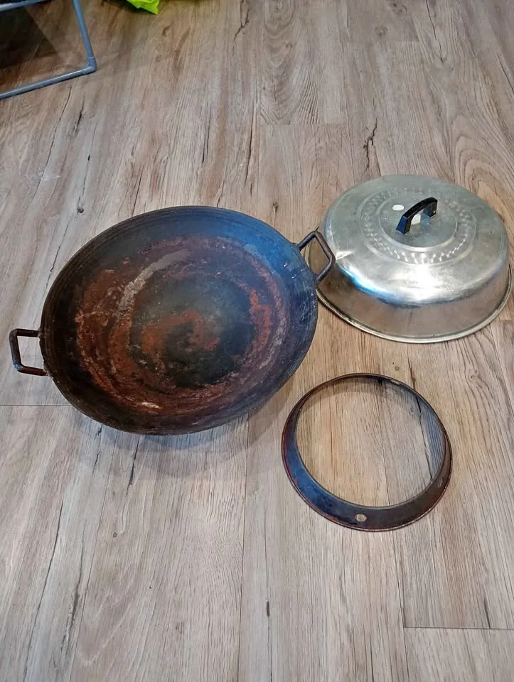 Antique wrought cast iron wok - $60 obo