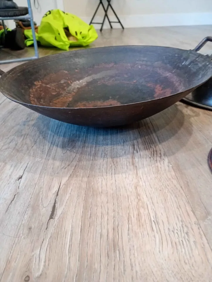 Antique wrought cast iron wok - $60 obo image indicator(2)