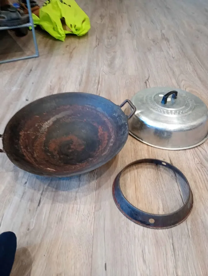 Antique wrought cast iron wok - $60 obo image indicator(4)