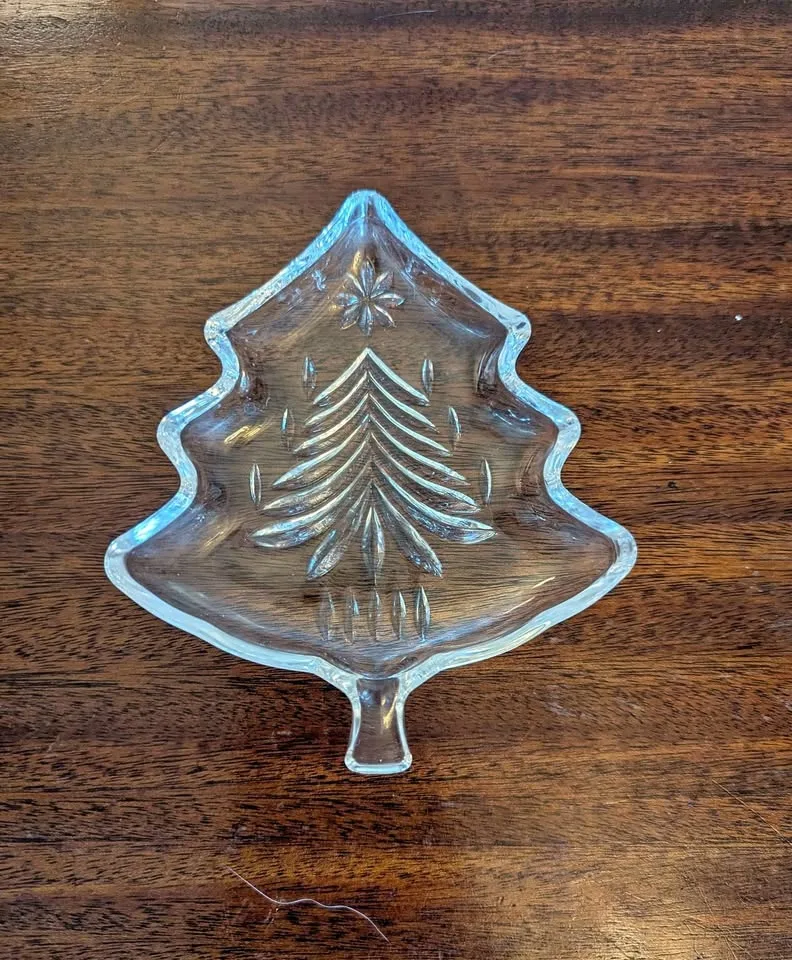 Vintage Mikasa Crystal Christmas Tree Candy/Trinket Dish