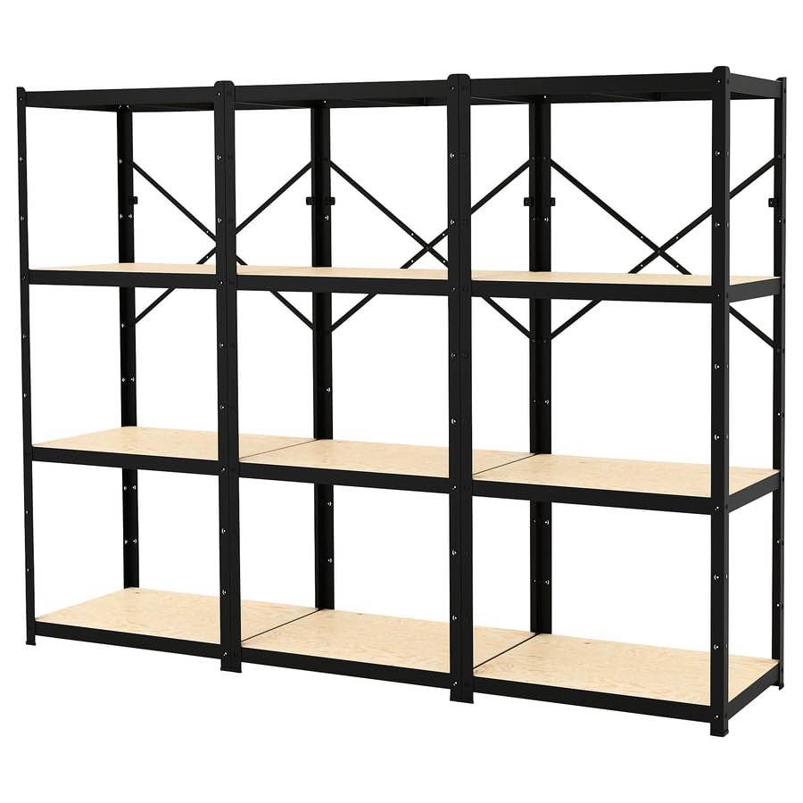 IKEA Bror Black Metal & Wood Adjustable Shelving (3 available) - photo 3
