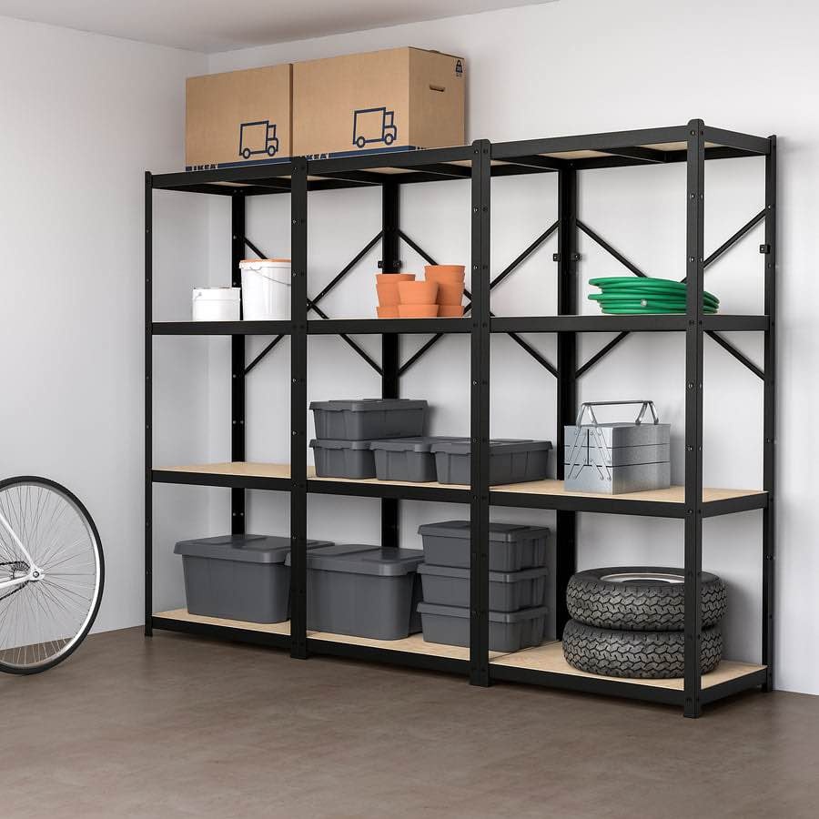 IKEA Bror Black Metal & Wood Adjustable Shelving (3 available) - photo 4
