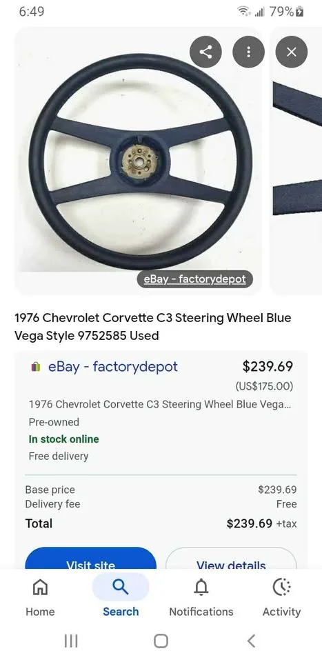 1976-79 C3 Corvette Steering Wheel image indicator(9)