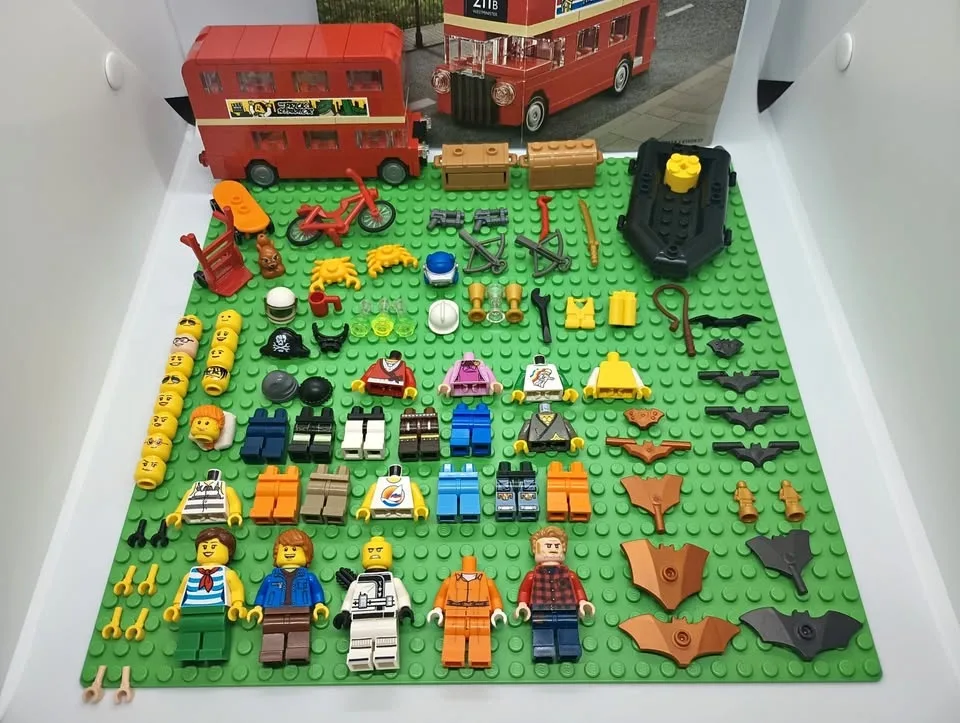 Lot of Lego Minifigs Parts Accessories and London Bus Set