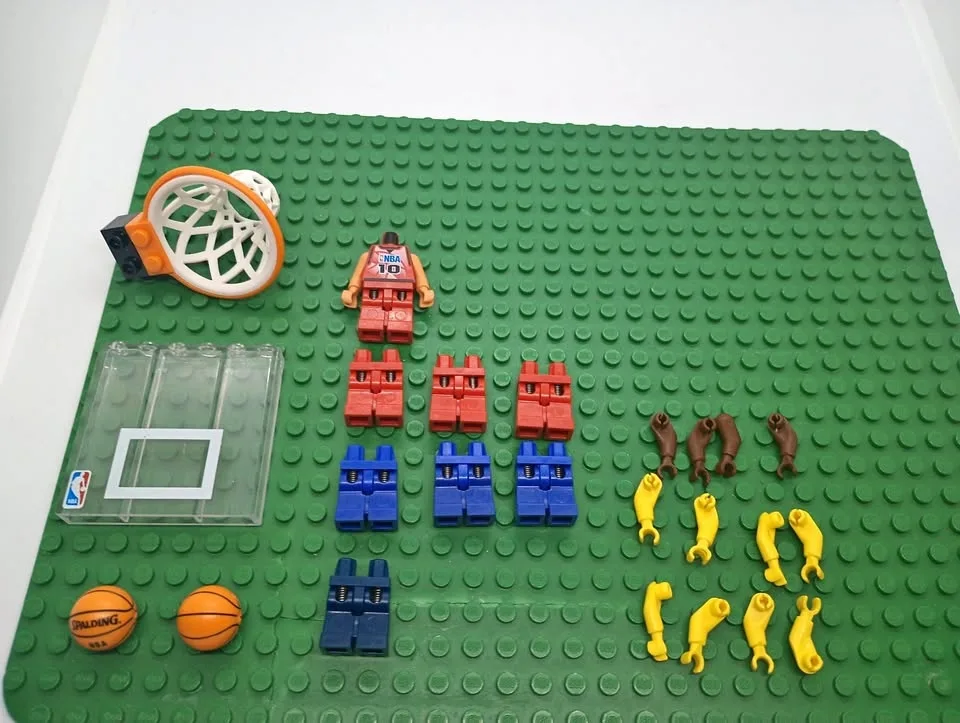 Lot of Lego Minifig NBA Sports Pieces and Parts Rare NBA Spaldin