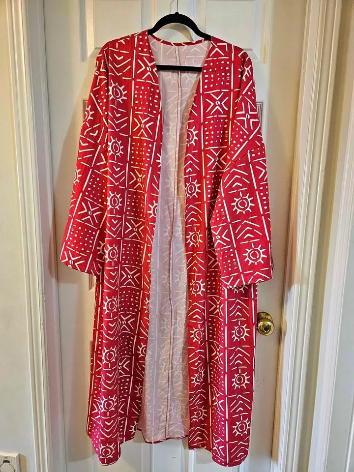 Pink and White Kimono Style Duster thumbnail