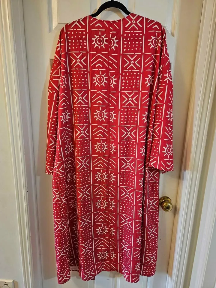 Pink and White Kimono Style Duster image indicator(2)