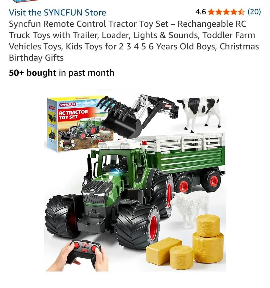 New in box Syncfun RC tractor toy set