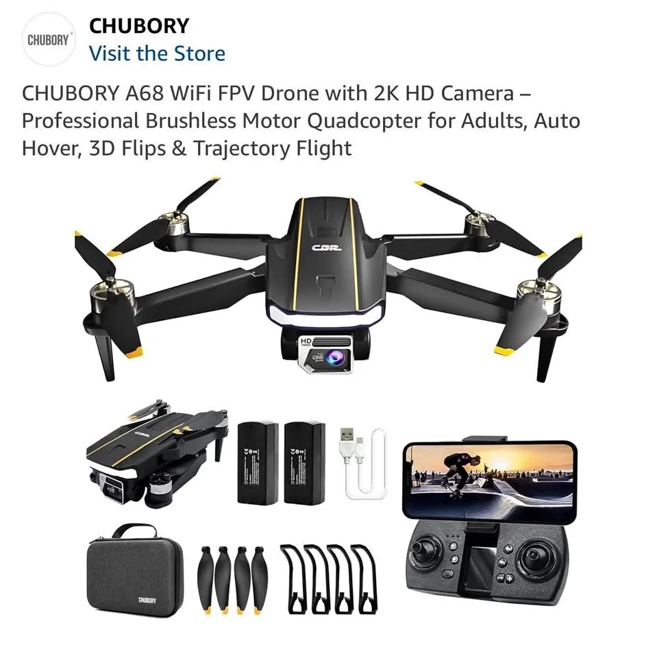 CHUBORY A68 WiFi FPV Drone with 2K HD Camera