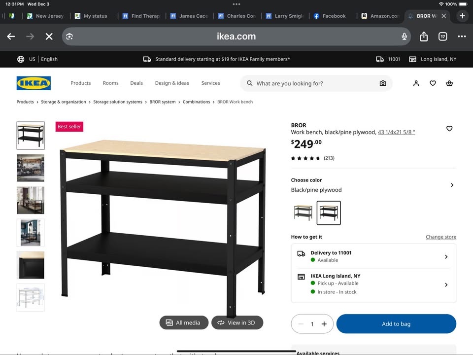 Steel and Wood IKEA Bror Work Bench Half Off - photo 3