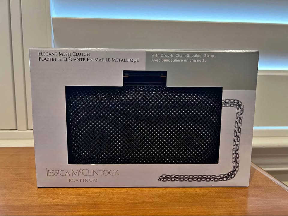 Jessica McClintock Platinum Elegant Mesh Clutch (Black)