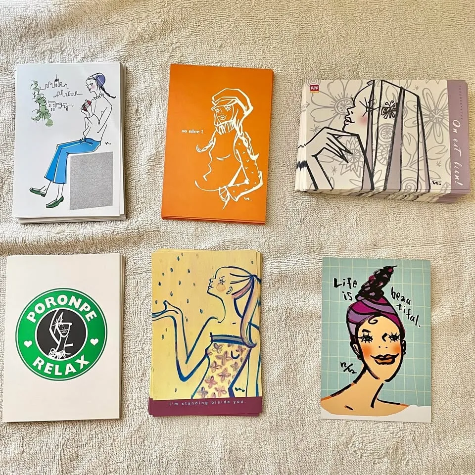 Set of +100 Cute Illustrated Postcards