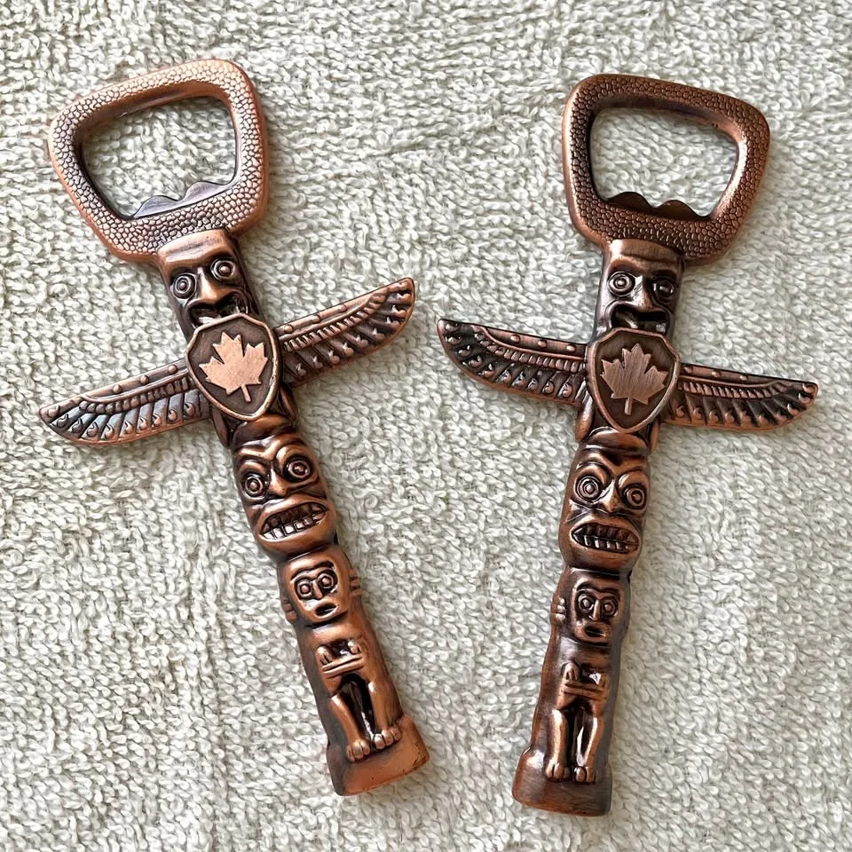 Set of 2🇨🇦Canada Maple Leaf Copper Totem Bottle Openers