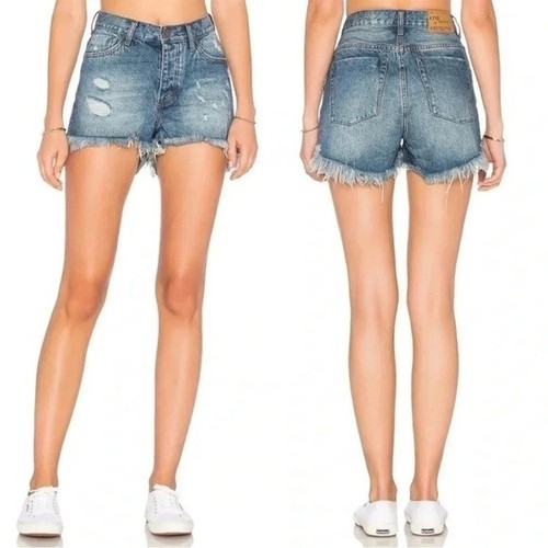 One Teaspoon Bonita Jean Shorts Distressed Denim 25 - photo 2